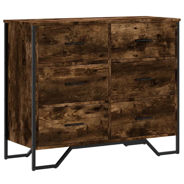 vidaXL Kommode røkt eik 91x35,5x74,5 cm konstruert tre
