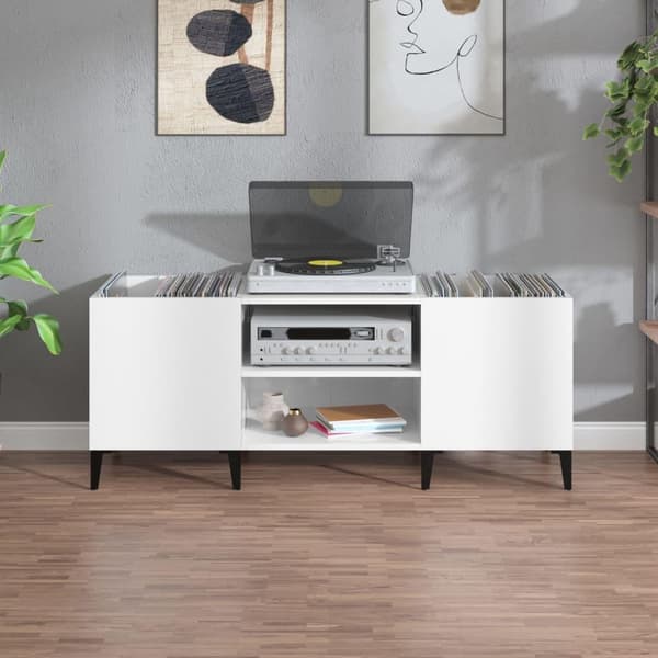 vidaXL Stereobänk vit 121x38x48 cm konstruerat trä