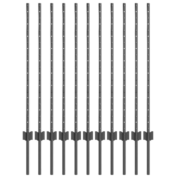 vidaXL Stängselstolpe 11 pcs Grå 100 cm Stål