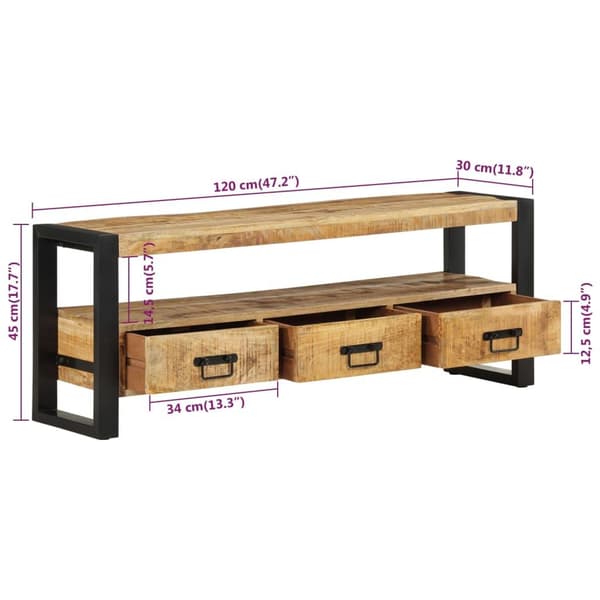 vidaXL TV-benk 120x30x45 cm heltre mango