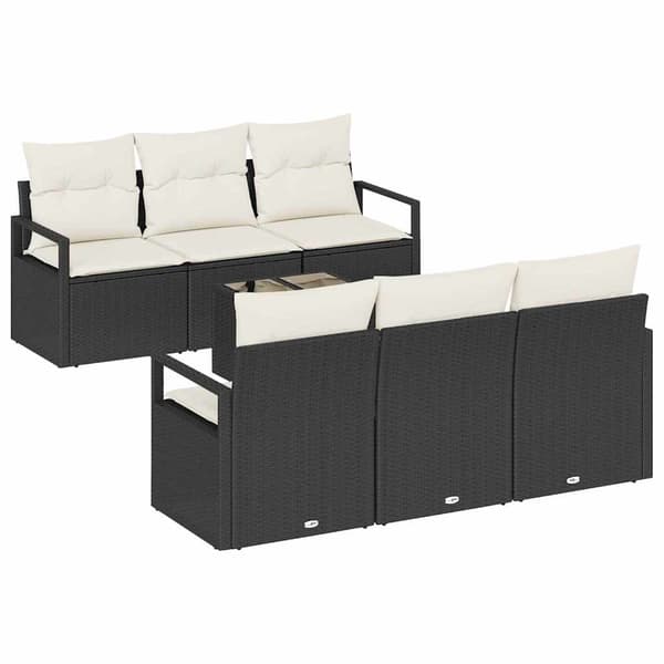vidaXL Soffset 7 pcs Svart och kräm konstrotting