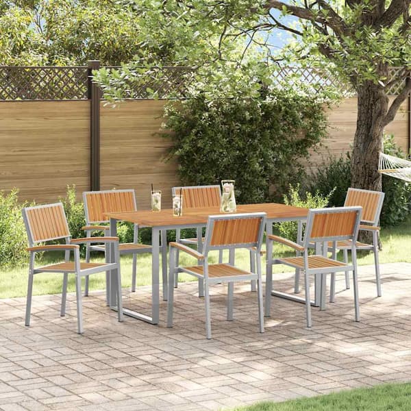 vidaXL Hage Spisegruppe 7 pcs Grå Solid akasietre