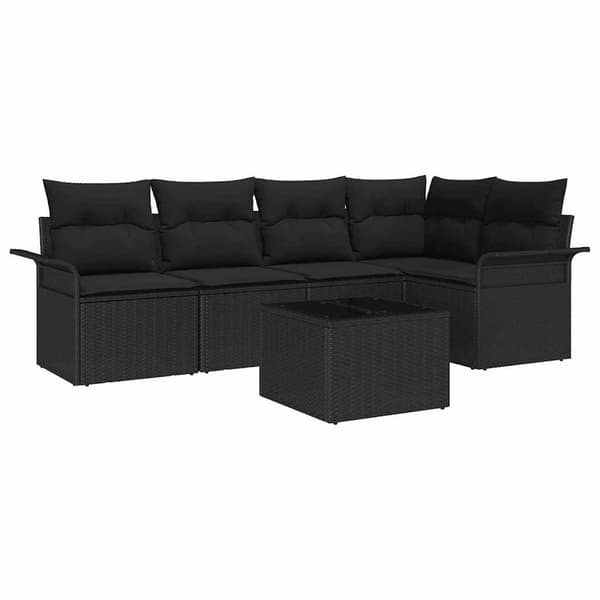 vidaXL Trädgårdsoffset med kudde 6 pcs konstrotting
