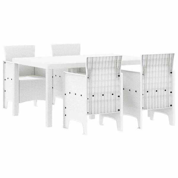 vidaXL Hage Spisegruppe 5 pcs Hvit Polt rattan