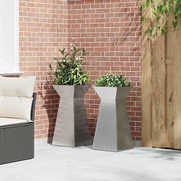 vidaXL Søyleplanter 2 pcs sølv 35 x 35 x 73 cm