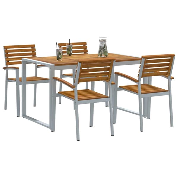 vidaXL Hage Spisegruppe 5 pcs Grå Solid akasietre