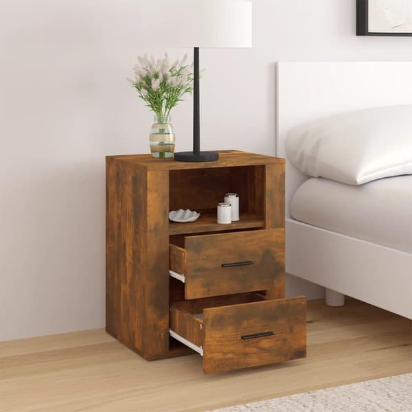 vidaXL Nattbord røkt eik 50x36x60 cm konstruert tre