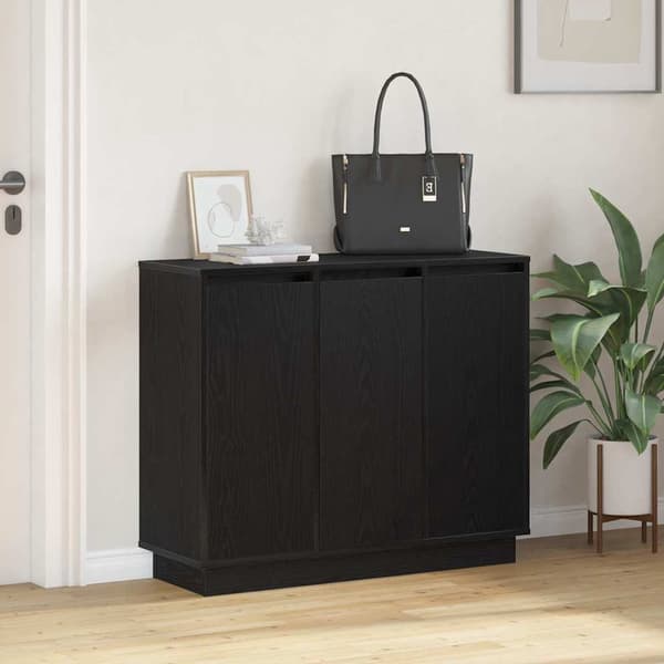 vidaXL Sideboard med LED, Svart Eik, 90x32x75 cm, Laget av Tre
