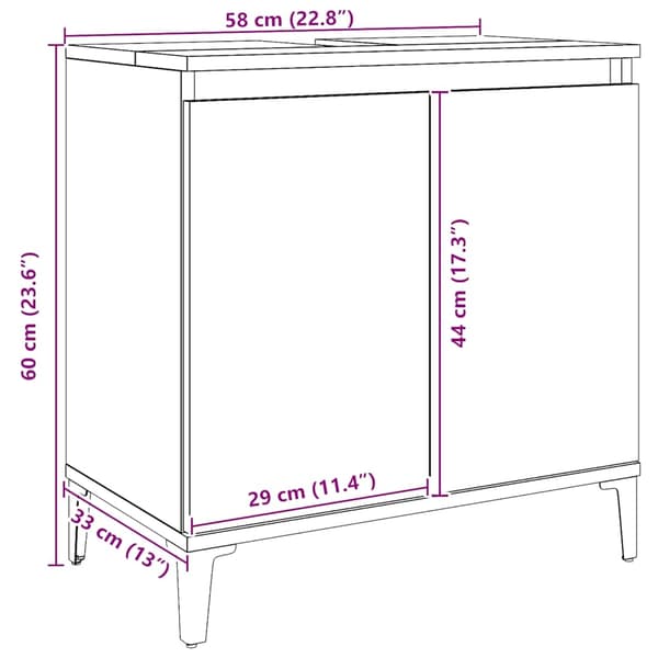 vidaXL Servantskap artisan eik 58x33x60 cm konstruert tre