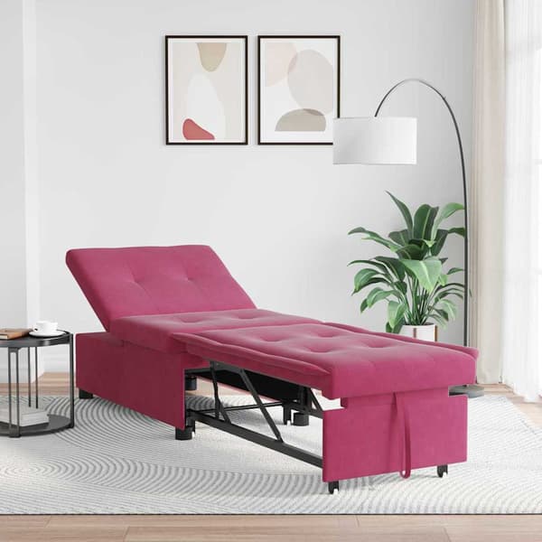 vidaXL Soffsäng Vinröd 194 x 67 x 82 cm Sammet