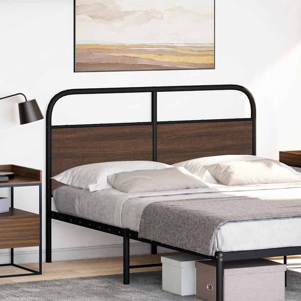 vidaXL Utskiftbar sengegavl brun eik 140 cm stål og konstruert tre