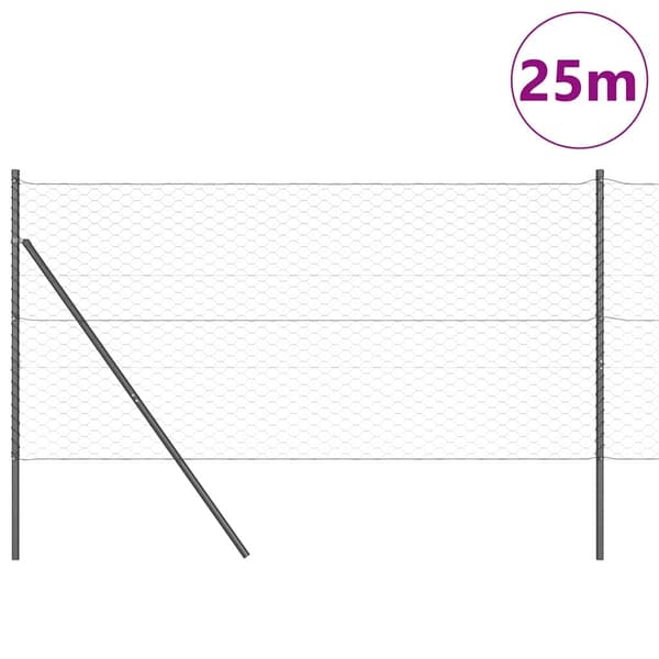 vidaXL Gjerdepåle Grå 25 x 1,2 m (50 mm mesh) Stål