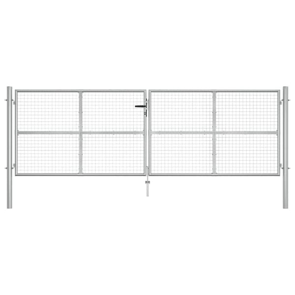 vidaXL Trädgårdsgrind galvaniserat stål 400x125 cm silver