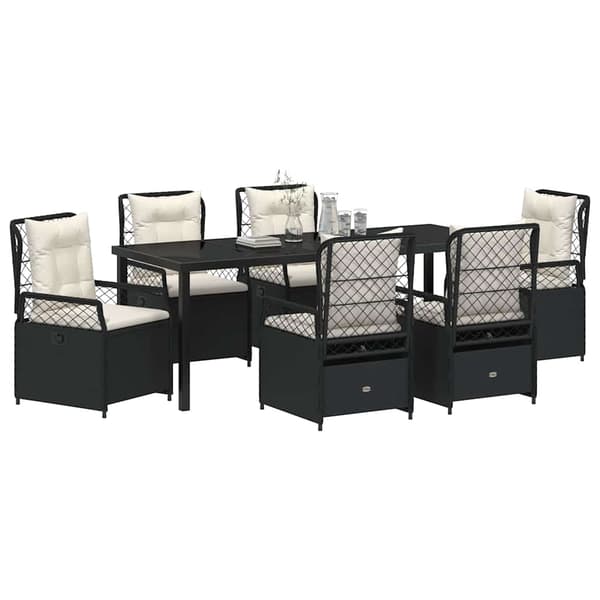 vidaXL Trädgårdsmöbelset 7 pcs Svart konstrotting