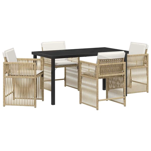 vidaXL Hage Spisegruppe 5 pcs Beige polyrotting