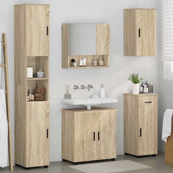 vidaXL Baderomsinnredningssett 5 pcs Sonoma eik 61 x 35 x 64 cm