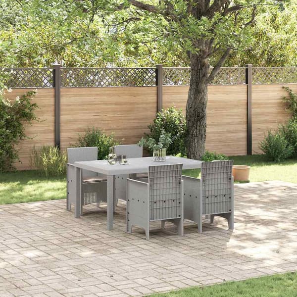vidaXL Hage Spisegruppe 5 pcs Lysegrå Polt rattan