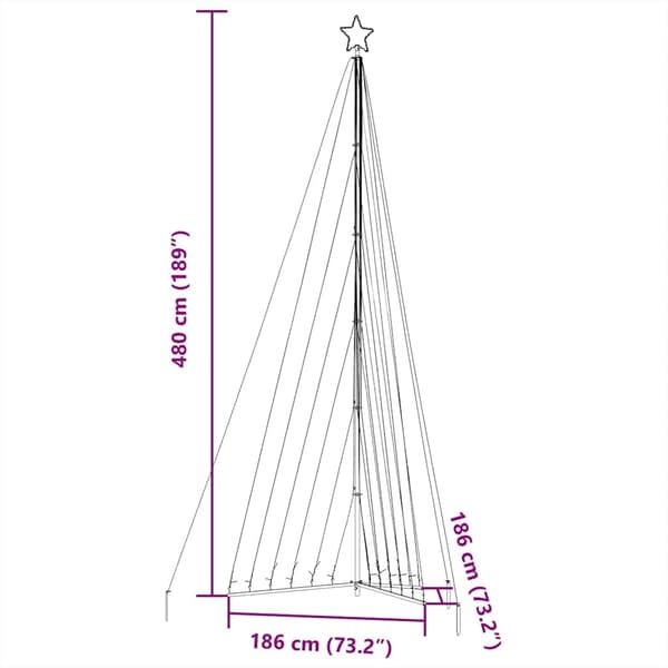 vidaXL LED julgran 789 LEDs varmvit 476 cm