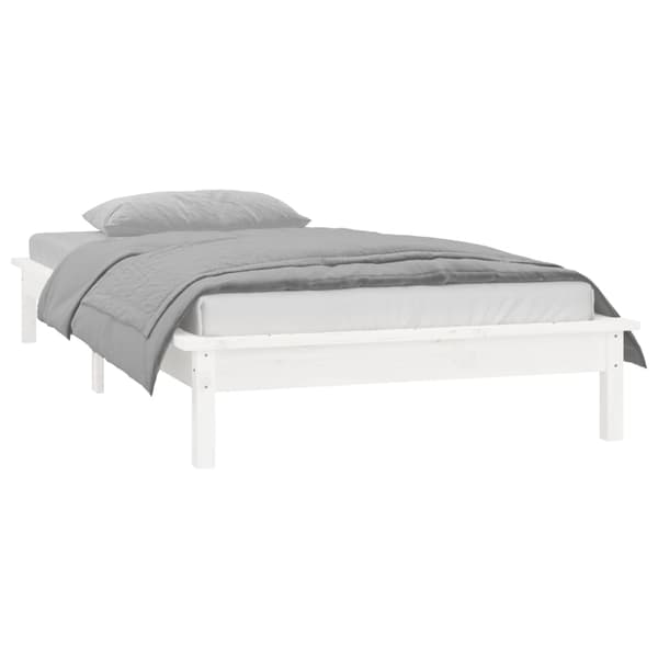vidaXL Sengeramme med LED hvit 75x190 cm Small Single heltre