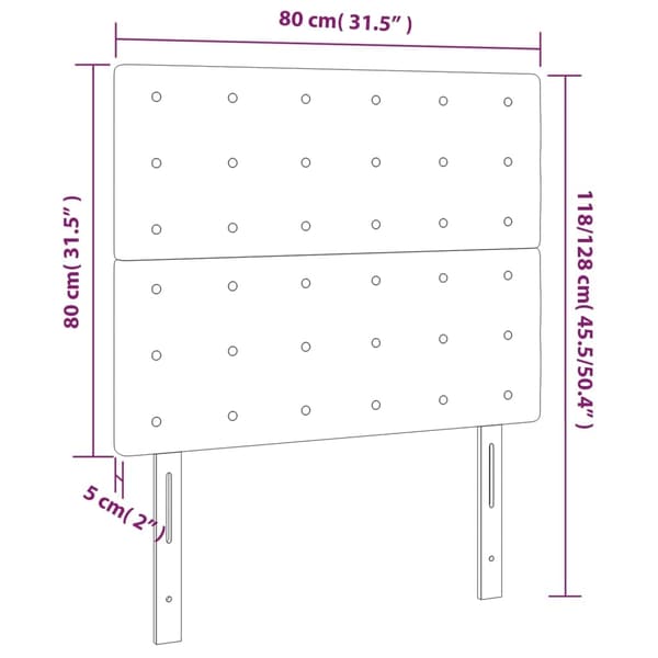 vidaXL Sänggavel LED rosa 80x5x118/128 cm sammet
