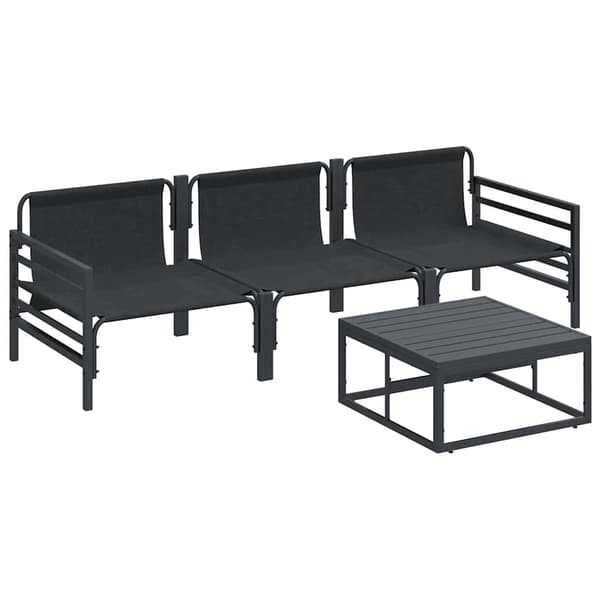 vidaXL Trädgårdsoffset med kudde 4 pcs Svart Stål