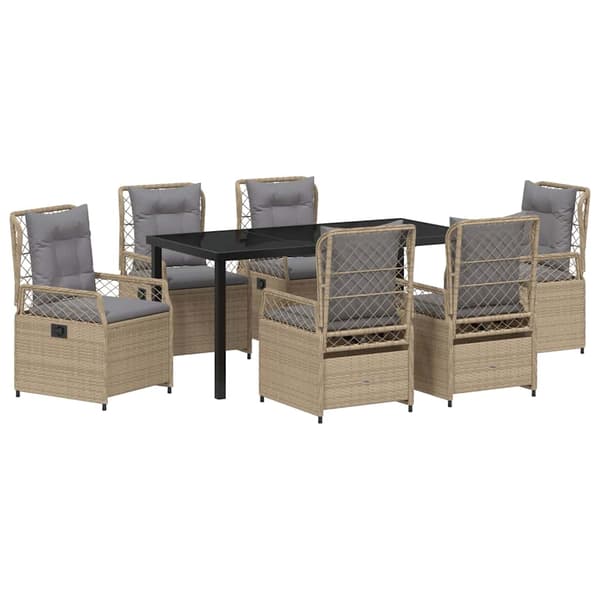 vidaXL Trädgårdsmöbelset 7 pcs Beige och Ljusgrå konstrotting