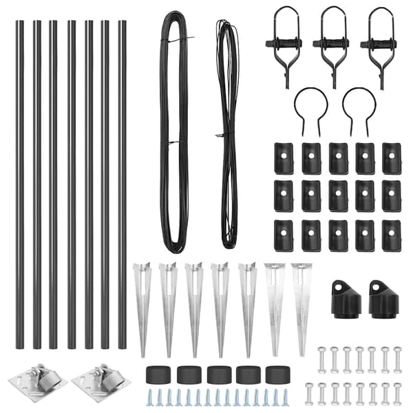 vidaXL Stängselstolpe 7 pcs Grå Stål