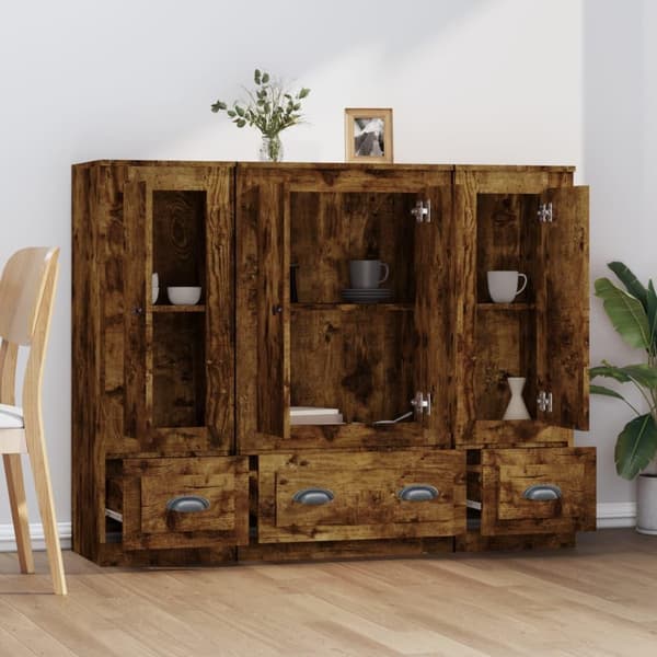 vidaXL Highboards 3 stk røkt eik konstruert tre