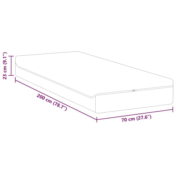 vidaXL Madrass Vitt och Grått 70 x 200 cm Jacquardtyg