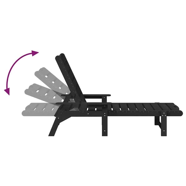 vidaXL Solstol Reclining 3 pcs Svart polyeten