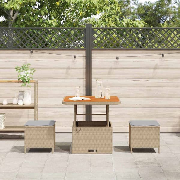 vidaXL Trädgårdsmöbelset Beige konstrotting