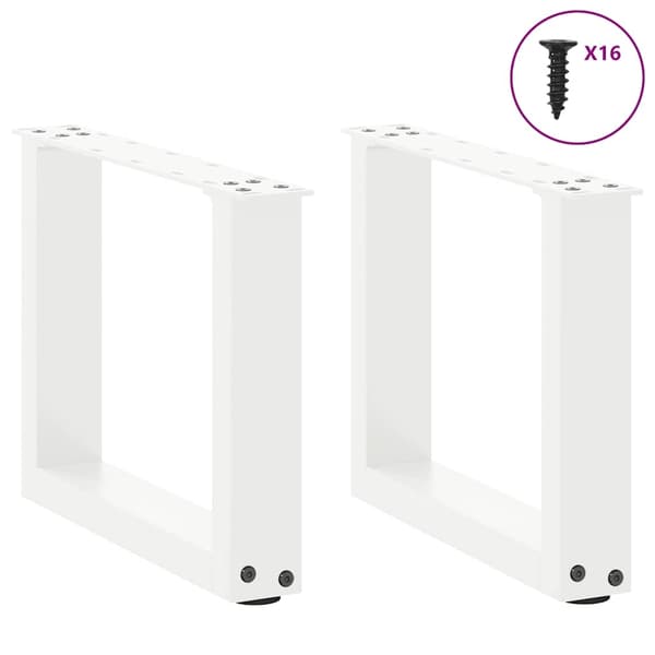 vidaXL Soffbordsben U-formade 2 st vit 30x(30-31) cm stål