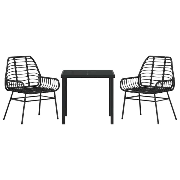 vidaXL Hage Spisegruppe 3 pcs Svart polyrotting
