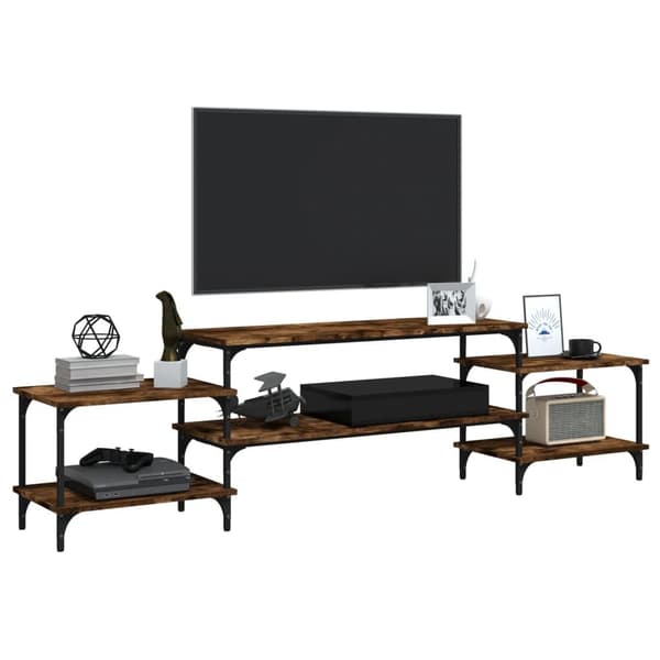 vidaXL TV-benk røkt eik 197x35x52 cm konstruert tre