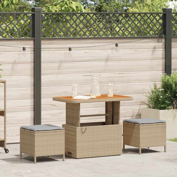 vidaXL Trädgårdsmöbelset Beige konstrotting