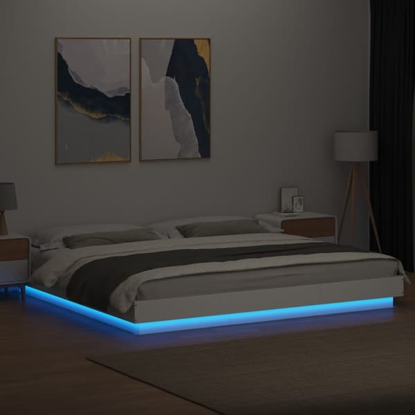 vidaXL Sängram med LEDs vit 180x200 cm konstruerat trä