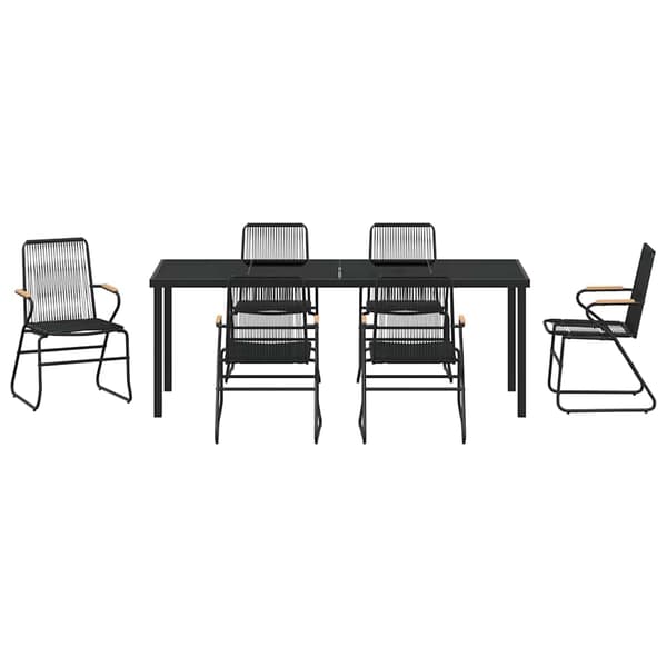 vidaXL Trädgårdsmöbelset 7 pcs Svart Pulverlackerat stål