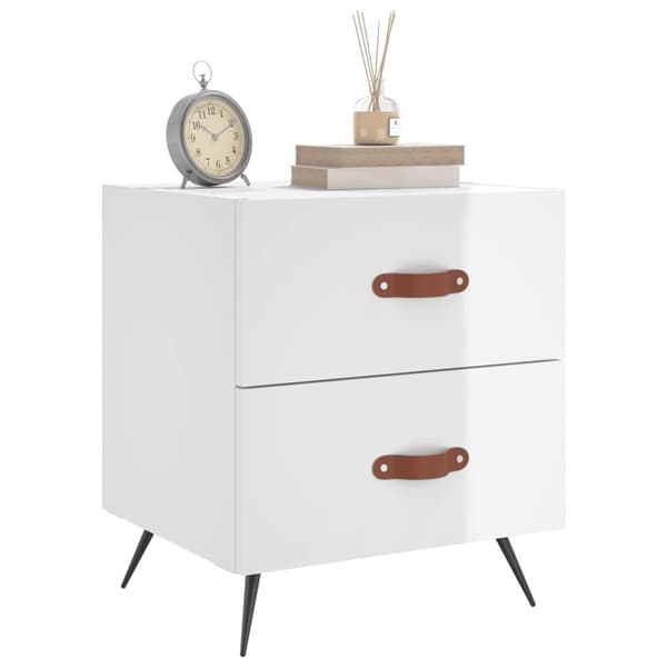 vidaXL Sängbord vit högglans 40x35x47,5 cm konstruerat trä