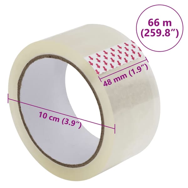 vidaXL Förpackningstejp 72 st transparent 48 mm x 66 m