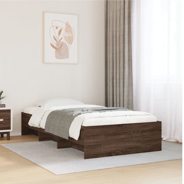 vidaXL Sängram brun ek 100x200 cm konstruerad trä