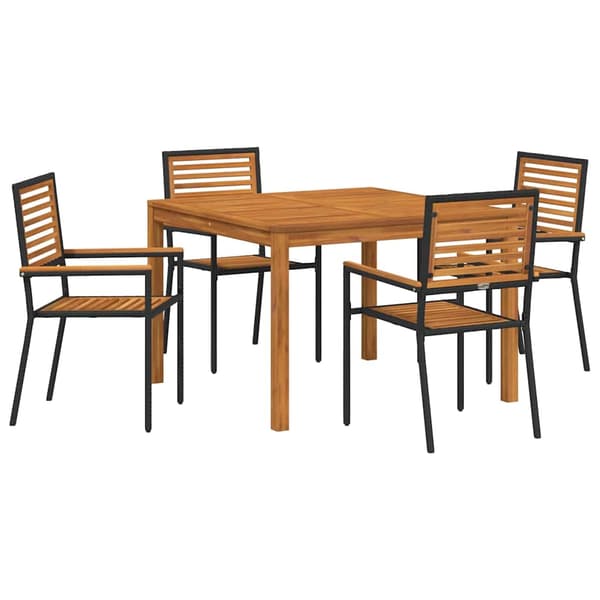 vidaXL Hage Spisegruppe 5 pcs Svart Solid akasietre