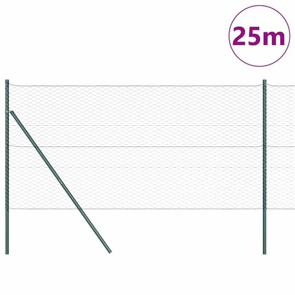 vidaXL Gjerdepåle grønn 25 x 1,2 m (36 mm netting) Stål