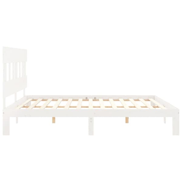 vidaXL Sengeramme med hodegavl hvit 200x200 cm heltre
