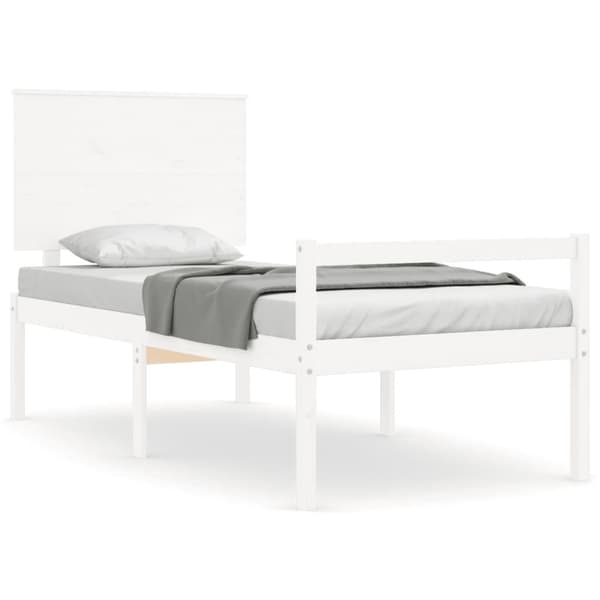 vidaXL Sengeramme med hodegavl hvit 90x200 cm heltre