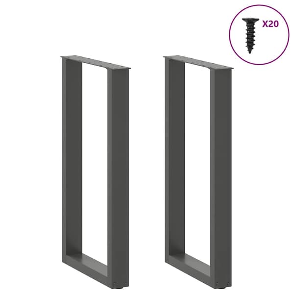 vidaXL Soffbordsben U-formade 2 st antracit 40x(90-91) cm stål