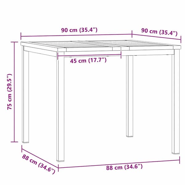 vidaXL SpiseBord Brun 90 x 90 x 75 cm Solid akasietre
