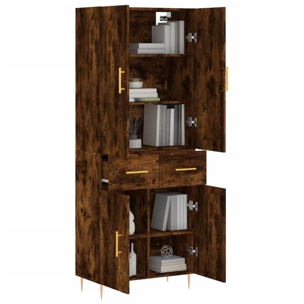 vidaXL Highboard røkt eik 69,5x34x180 cm konstruert tre