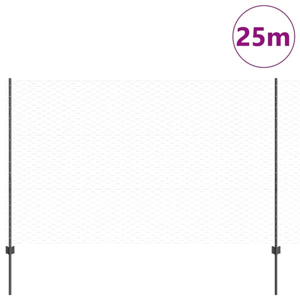 vidaXL Gjerde med innlegg. Grå 1.5 x 25 m Stål