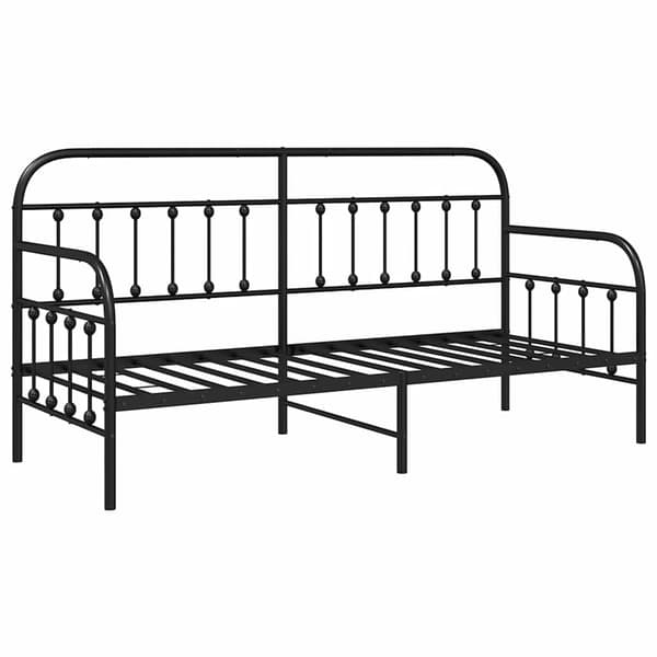vidaXL Dagbäddram Svart 75 x 190 cm Pulverlackerat stål