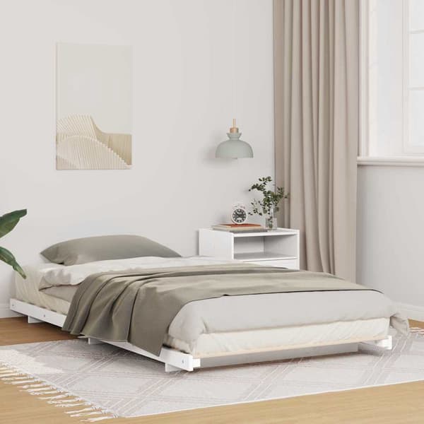vidaXL Sängram Vit 90 x 190 cm Massiv furu